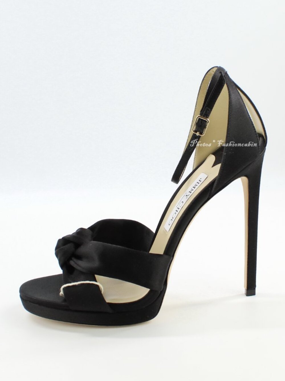 NEW JIMMY CHOO Rosie 120 Knotted Satin Sandals, Black, EUR 41